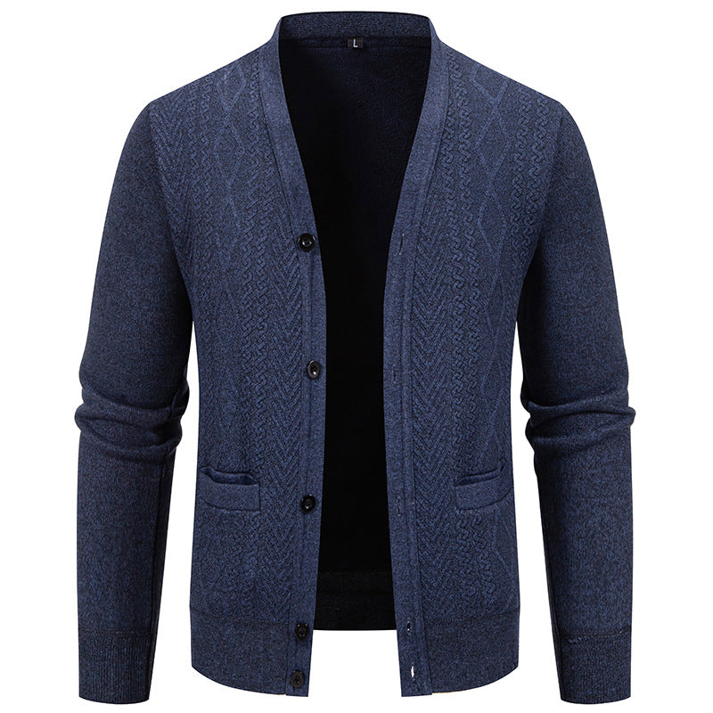 Herren Strickjacke mit strukturiertem Design und Knopfverschluss R&B