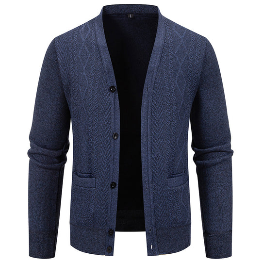 Herren Strickjacke mit strukturiertem Design und Knopfverschluss R&B