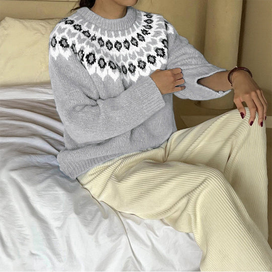 Damen Strickpullover mit traditionellem Norwegermuster R&B