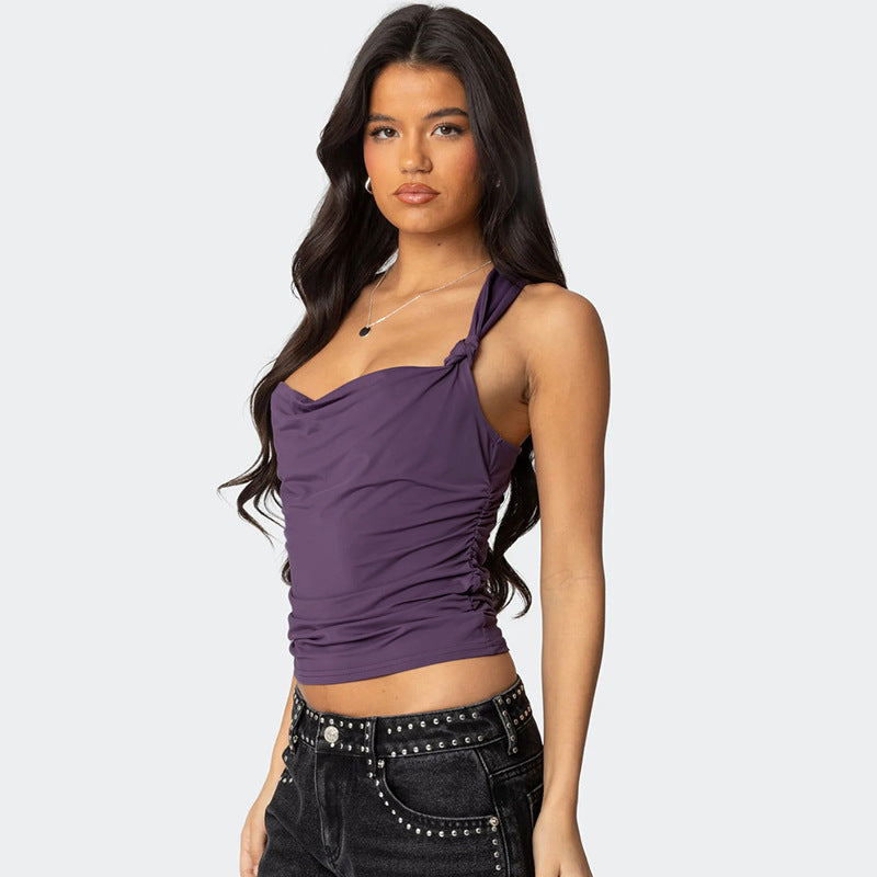 Damen modisches Top mit Knoten-Detail und Raffungen R&B