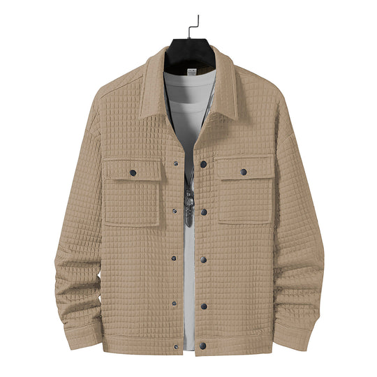 Herren nan gesteppte Overshirtjacke mit quadratischer Steppstruktur und aufgesetzten Brusttaschen R&B