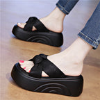 Damen Komfortable Plateau-Sandalen mit modischem Schleifen-Design
