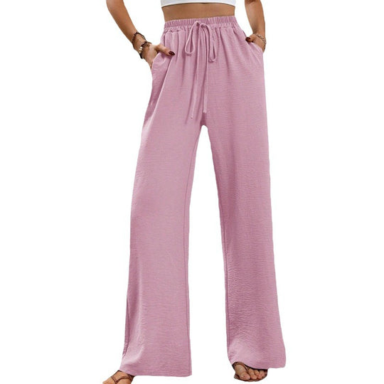 Damen Bequeme leichte Palazzo-Hose mit elastischem Bund und praktischen Taschen R&B
