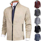 Herren modische Strickjacke mit hohem Kragen und eleganten Kontrastdetails R&B