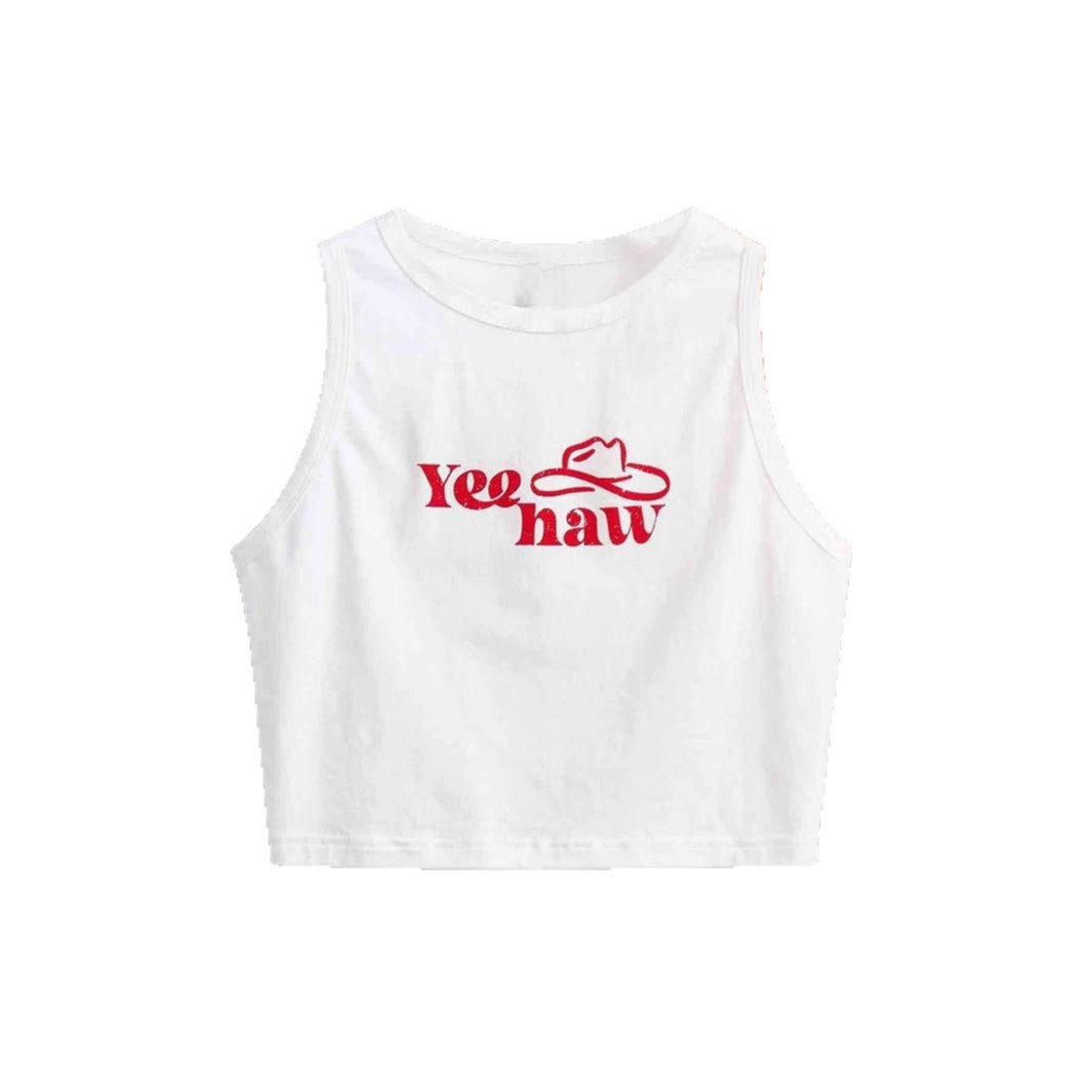 Damen Crop-Top mit originellem Cowboy-Motiv und coolem Schriftzug R&B