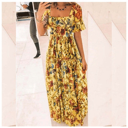Damen Maxikleid mit floralem Muster und ausgestellten Ärmeln R&B