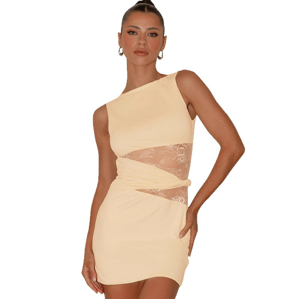 Damen Elegantes, figurbetontes Kleid mit transparenten Einsätzen R&B