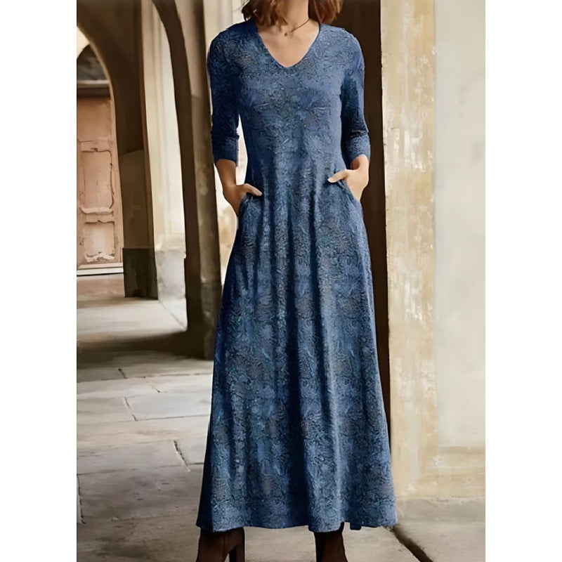 Damen Maxikleid mit dekorativen Mustern und praktischen Taschen R&B
