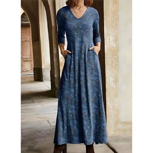 Damen Maxikleid mit dekorativen Mustern und praktischen Taschen R&B
