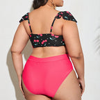 Damen Bikini-Set mit floralem Oberteil und hohem Taillen-Slip R&B