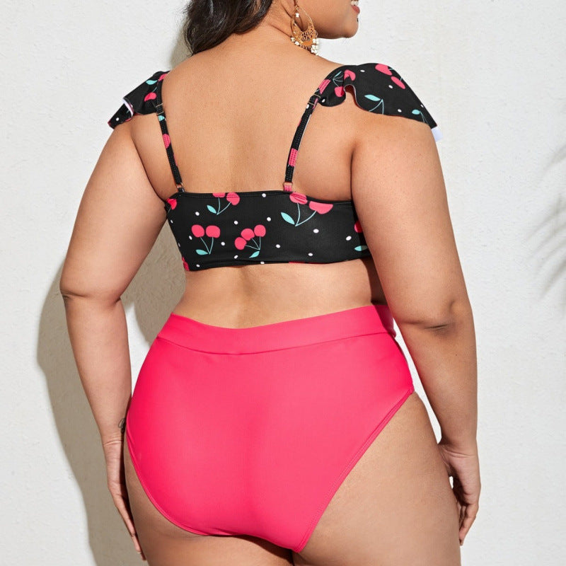 Damen Bikini-Set mit floralem Oberteil und hohem Taillen-Slip R&B