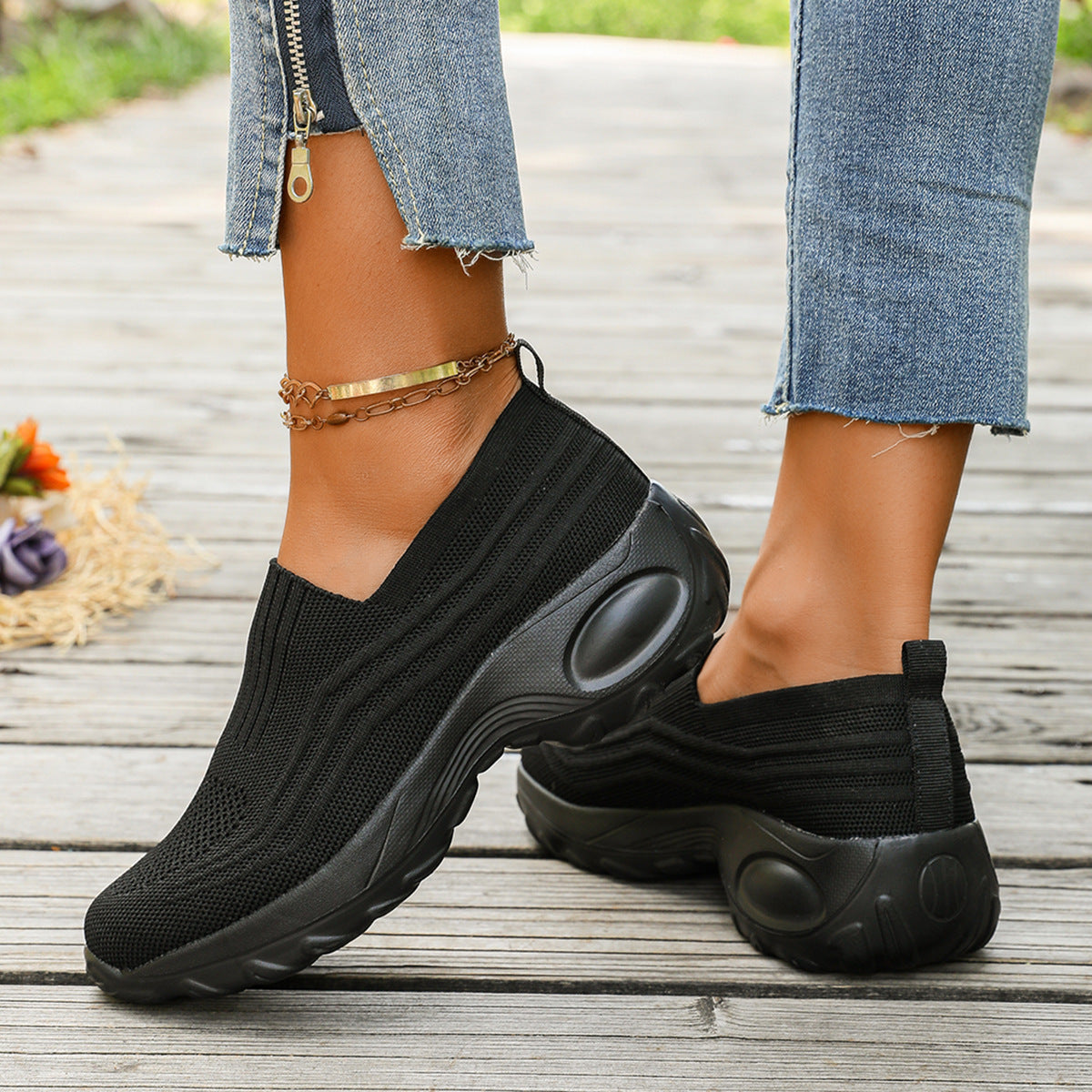 Damen Komfortable Slip-On Sneakers mit atmungsaktivem Mesh-