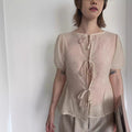 Damen Bluse mit dekorativen Schnürdetails und luftigen Ärmeln R&B