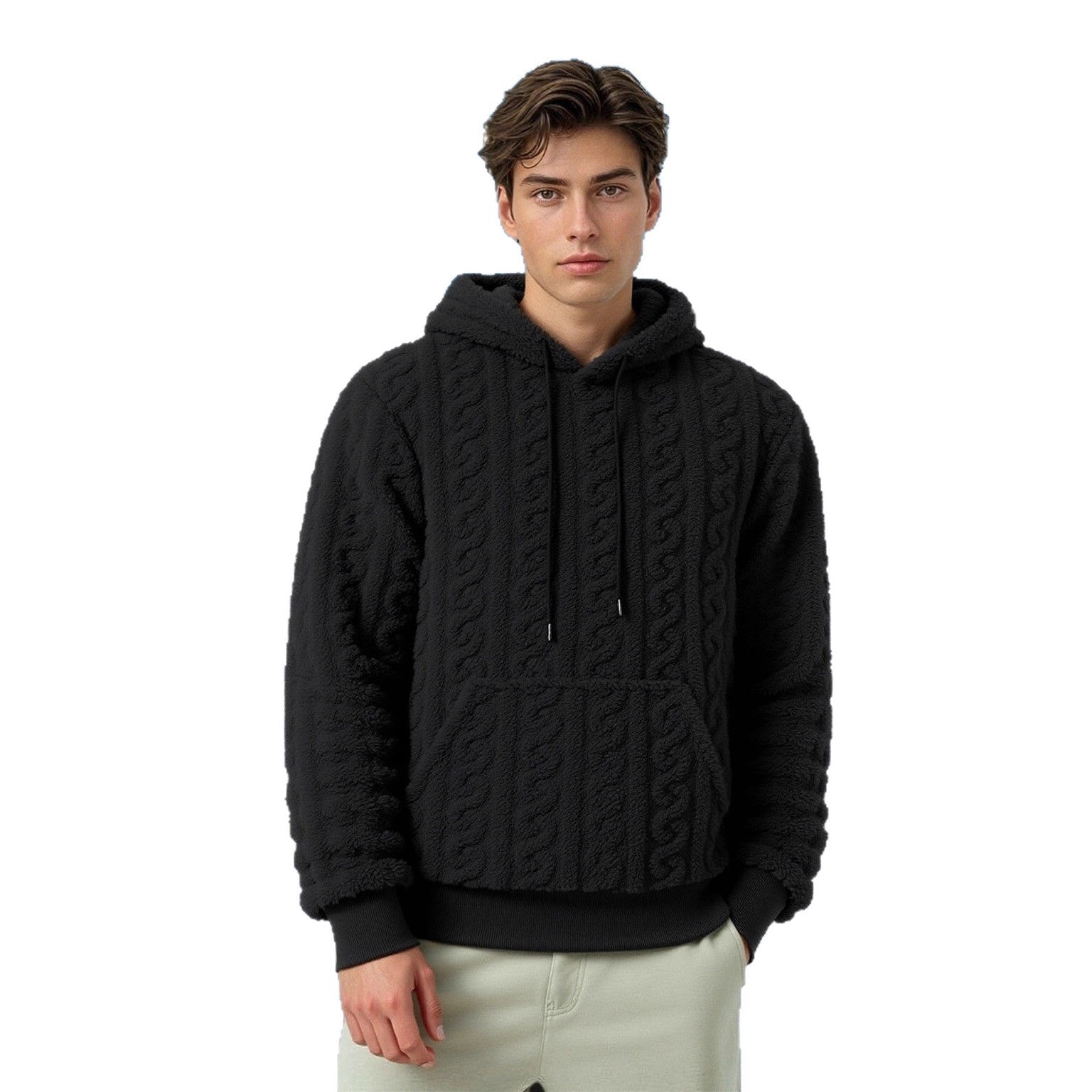 Damen Warmes Kapuzenpullover mit strukturiertem Wabenmuster R&B