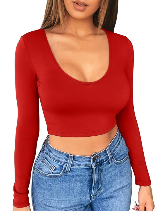 Damen Langarm Crop Top R&B