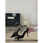 Damen spitze High Heel Sandalen mit funkelndem Strassbesatz R&B