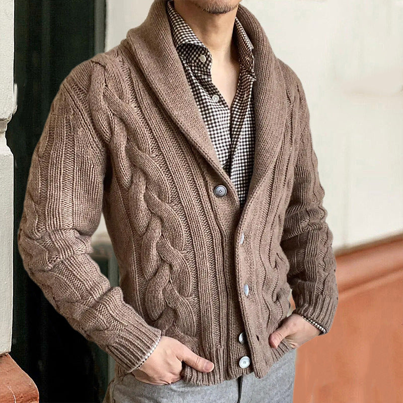 Herren Strickjacke mit modernen Zopfmuster R&B