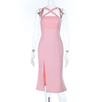 Damen Elegantes Midi-Kleid mit innovativem Schnitt und verführerischem Schlitz R&B