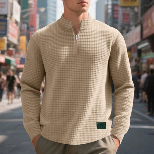 Herren Pullover mit Reißverschluss und strukturiertem Design R&B