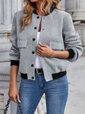 Damen Bomberjacke mit Taschen und kontrastierendem Kragen