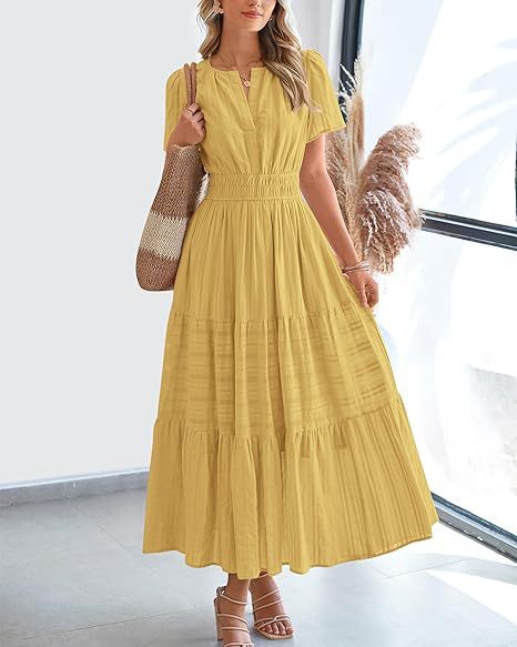 Damen Maxikleid mit tailliertem Design und gestuften Saum R&B