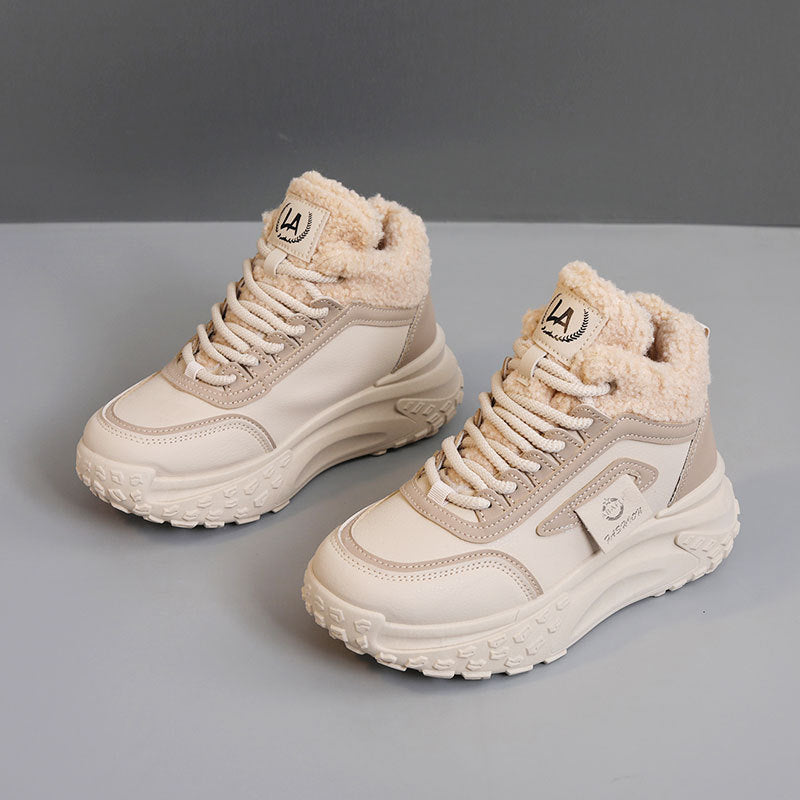 Damen hochgeschnittene Sneakers mit kuscheligem Innenfutter und rutschfester Sohle R&B