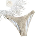 Damen Bikinihöschen mit elastischem Rüschendesign und hohem Beinausschnitt R&B