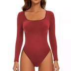 Damen Langarm Bodysuit mit tiefem Ausschnitt und figurformender Passform R&B