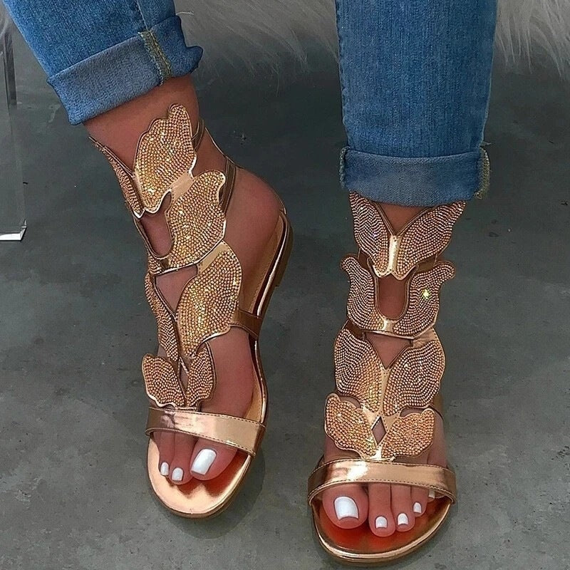 Damen Sandalen mit funkelnden Strass-Applikationen R&B