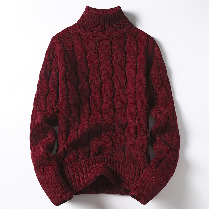 Herren Strickpullover mit Rollkragen und Zopfmuster R&B