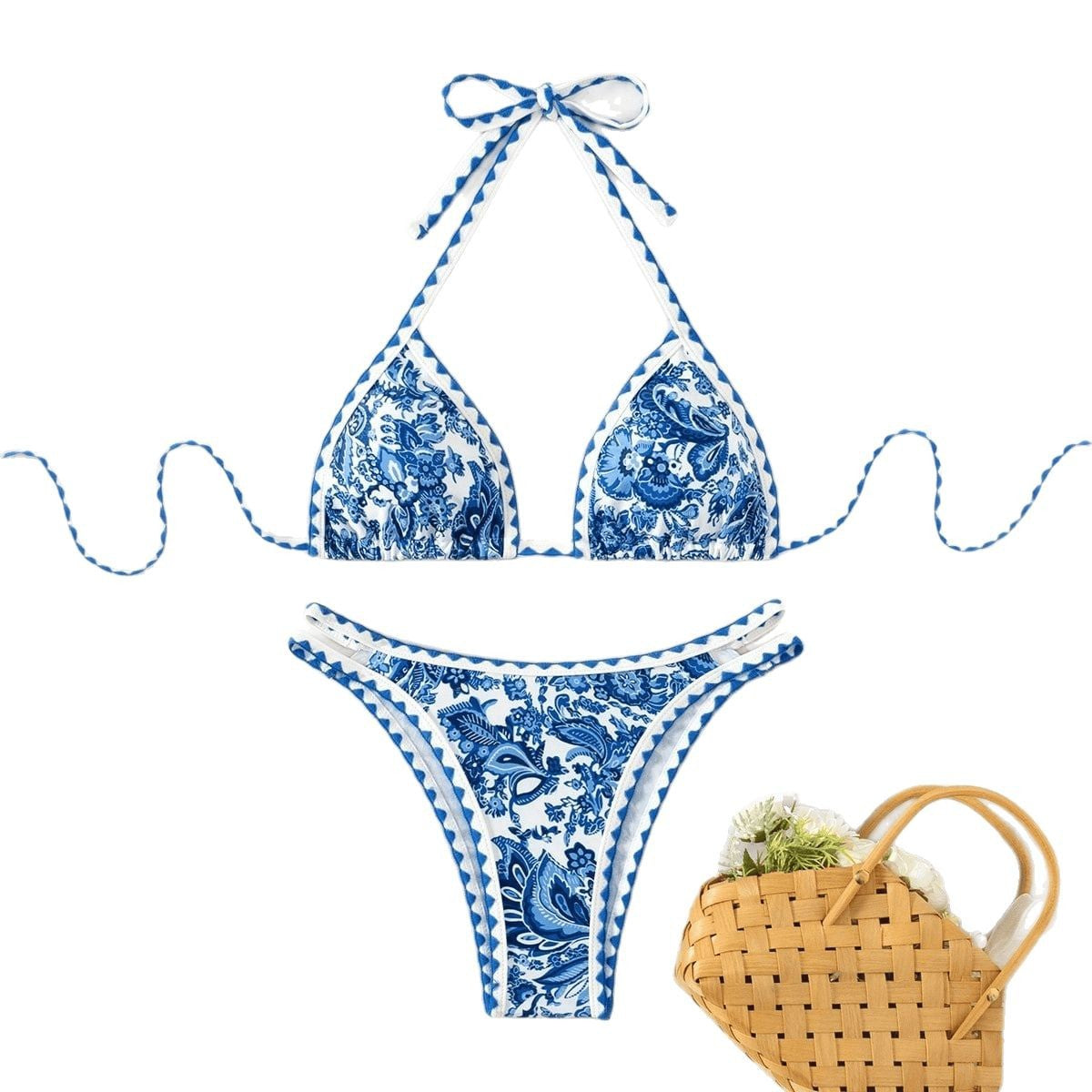 Damen Triangel-Bikini mit feinem Dekor R&B