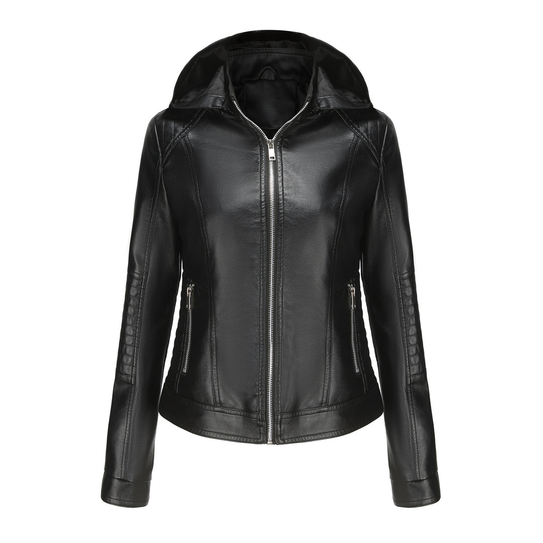 Damen Kapuzenjacke aus hochwertigem Kunstleder R&B