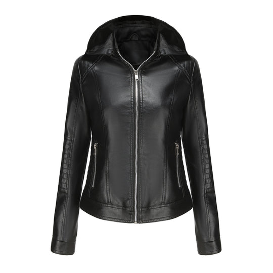 Damen Kapuzenjacke aus hochwertigem Kunstleder R&B
