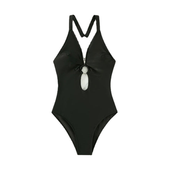 Damen Einteiliger Badeanzug mit tiefem V-Ausschnitt und faszinierendem Cut-Out R&B