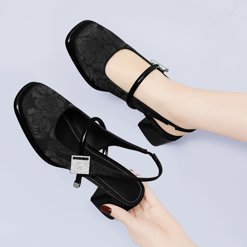 Damen Slingback-Pumps mit modischem Schmuckdetail und komfortablem Blockabsatz R&B