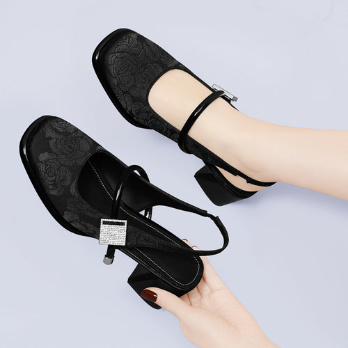 Damen Slingback-Pumps mit modischem Schmuckdetail und komfortablem Blockabsatz R&B