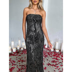 Damen Glamouröses Langarmkleid mit Paillettenverzierung R&B