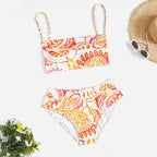 Damen Triangel-Bikini-Set mit verstellbaren Trägern und modischem Muster R&B