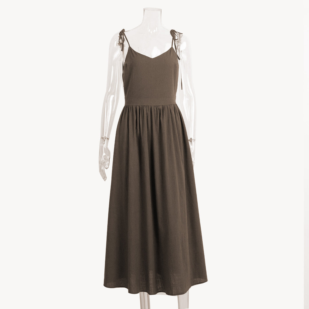 R&B | Neckholder-Kleid aus Baumwolle mit Hosenträgern