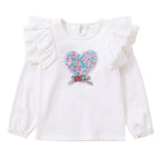 Mädchen Sweatshirt mit Rüschen und floralem Herzmotiv R&B