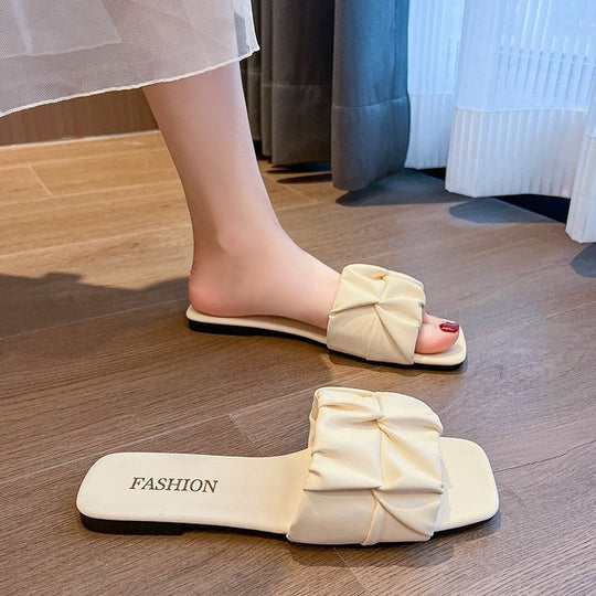 Damen Modische Pantoletten mit Falten-Design R&B