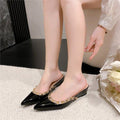 Damen elegante Mules mit spitzem Design und luxuriöser Schmuckverzierung R&B