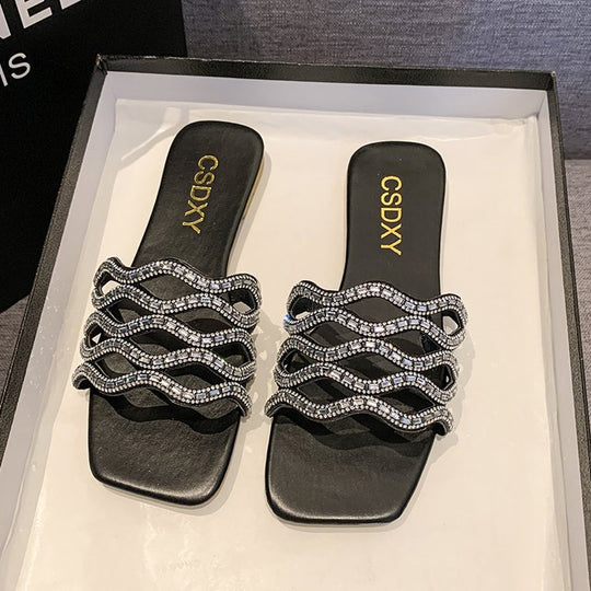Damen Glamouröse Sandalen mit geschwungenem Rhinestone-Akzent R&B