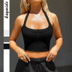 Damen Sportliches Crop-Top mit breiten Trägern und figurbetonendem Schnitt R&B