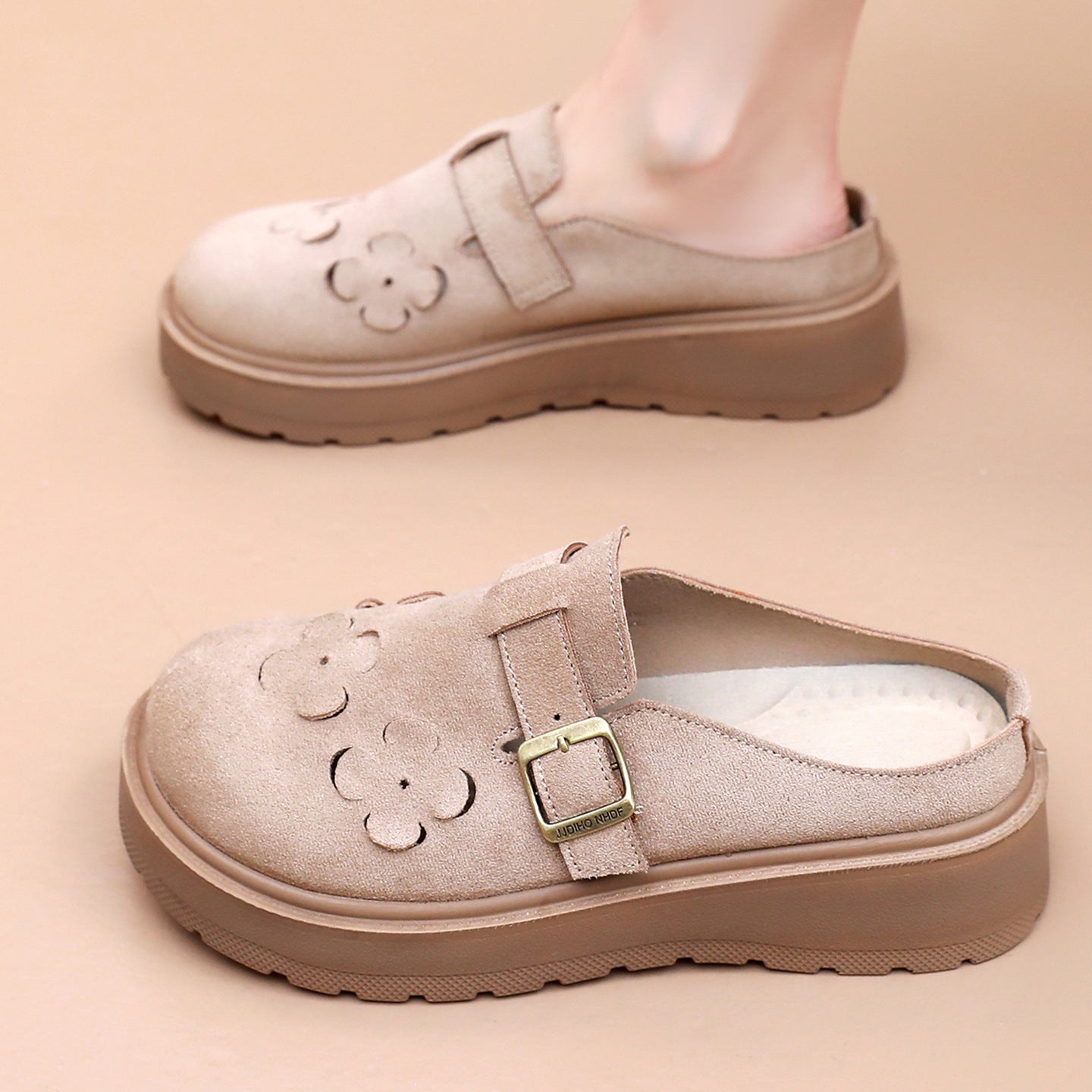 Damen Clogs mit dekorativen Blumenapplikationen und komfortabler Sohle R&B