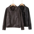 Damen Kunstlederjacke mit lässigem Schnitt und praktischen Taschen R&B