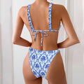 Damen Triangel-Bikini-Set mit verstellbaren Riemen und floralem Design R&B