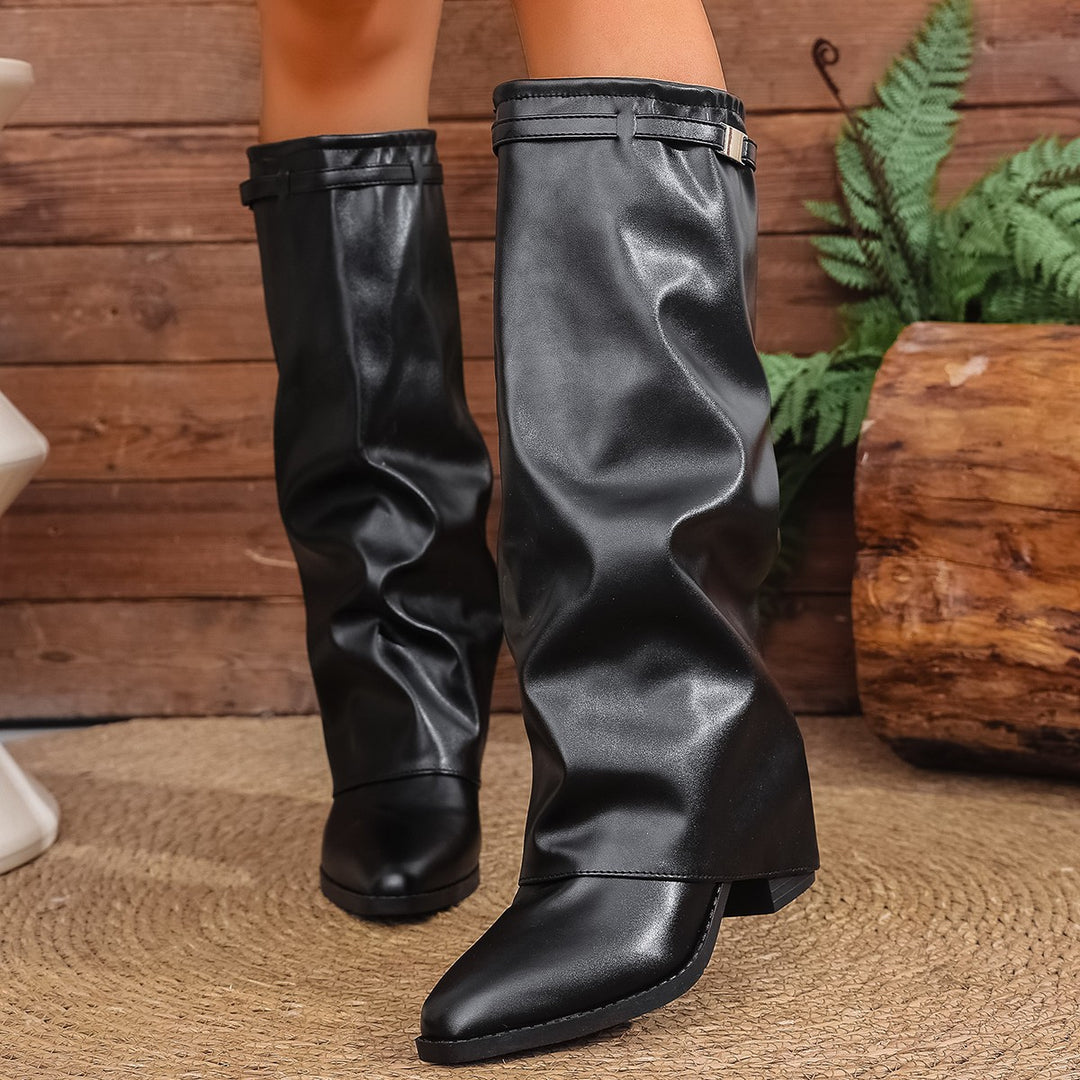 Damen Elegante, knöchelhohe Stiefeletten aus weichem Kunstleder mit modischem Falten-Design R&B