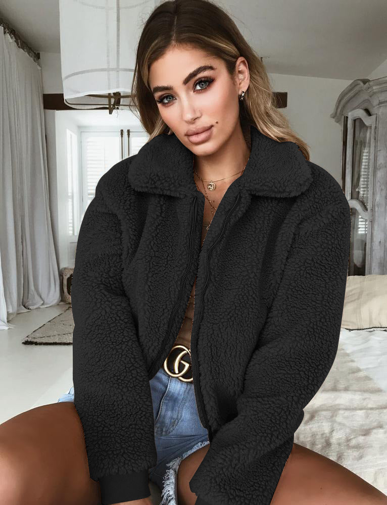 Damen Kuschelige Fleecejacke mit hohem Kragen und elastischen Bündchen R&B