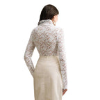 Damen Spitzenoberteil mit hohem Kragen und filigranem Blumendesign R&B